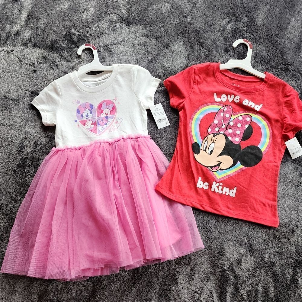 NEW GIRL'S Valentine's day / spring / summer Disney Minnie Mouse clothes bundle